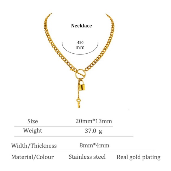 New Lock and Key silver stainless steel Cuban Chain Necklace 
Doesn’t tarnish - Picture 5 of 6